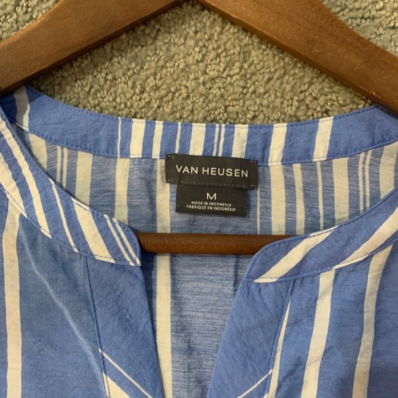 Van Heusen Blue and White 3/4 Sleeve Blouse - Picture 3 of 3